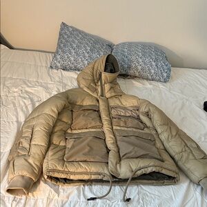 G-Star Beige Hooded Puffer Jacket